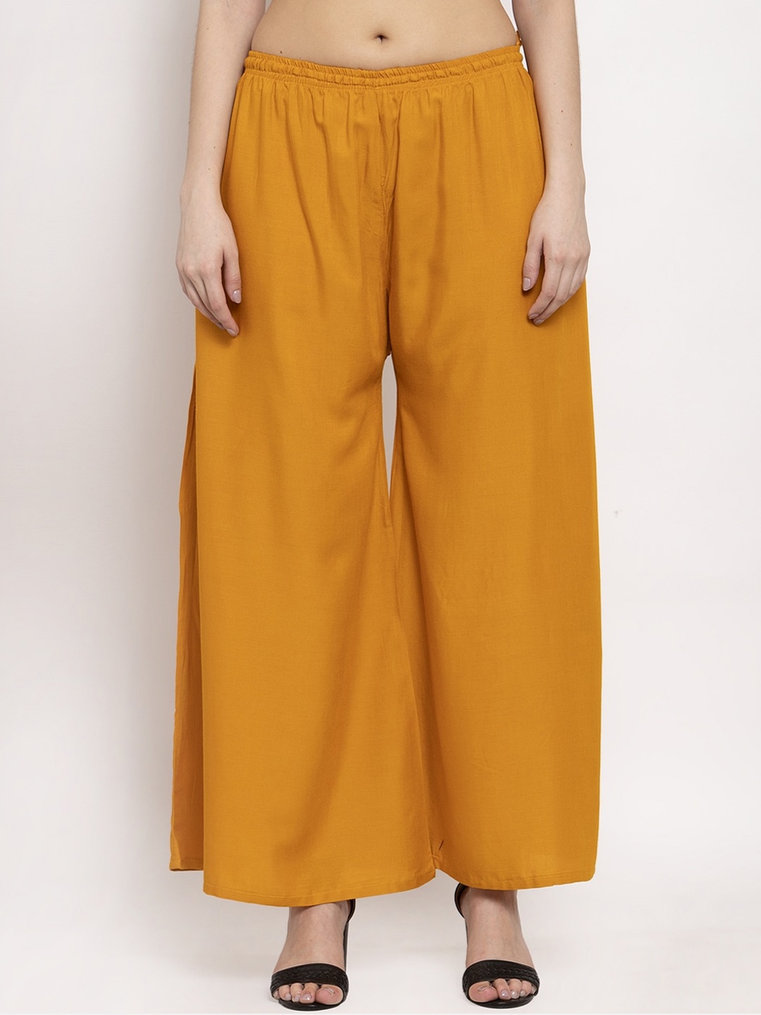 

Miaz Lifestyle Women Mustard Yellow Solid Straight Palazzos