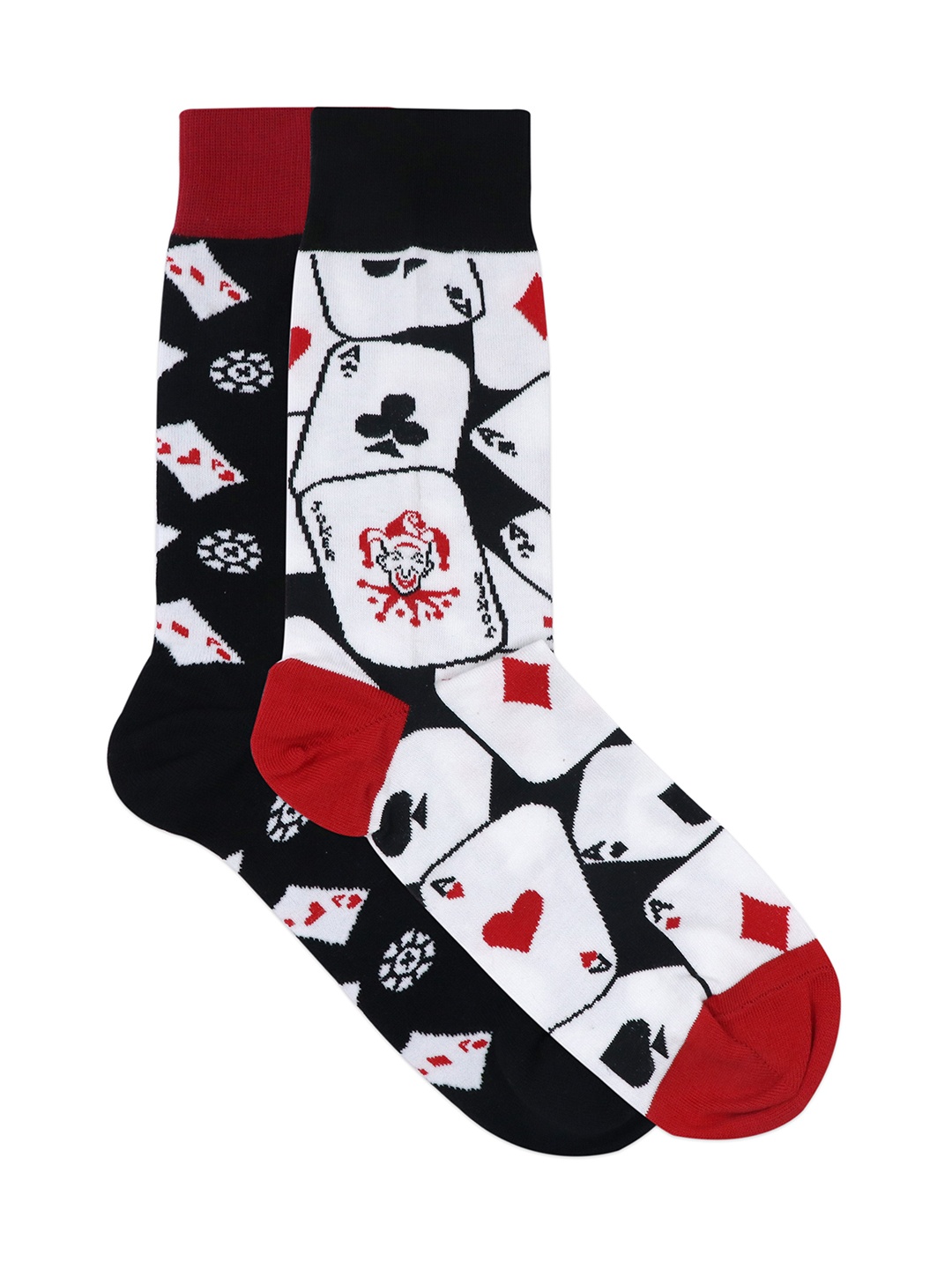 

Balenzia Men Pack Of 2 Multi Coloured Calf Length Poker Printed Socks