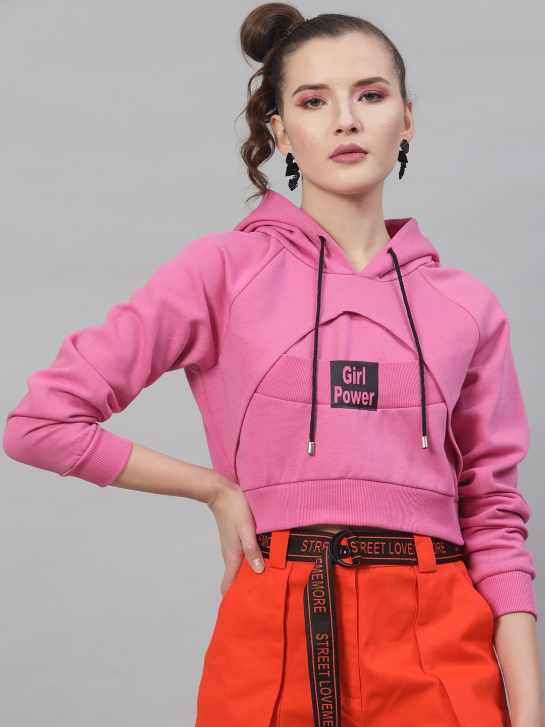

STREET 9 Women Pink Printed Hooded Sweatshirt