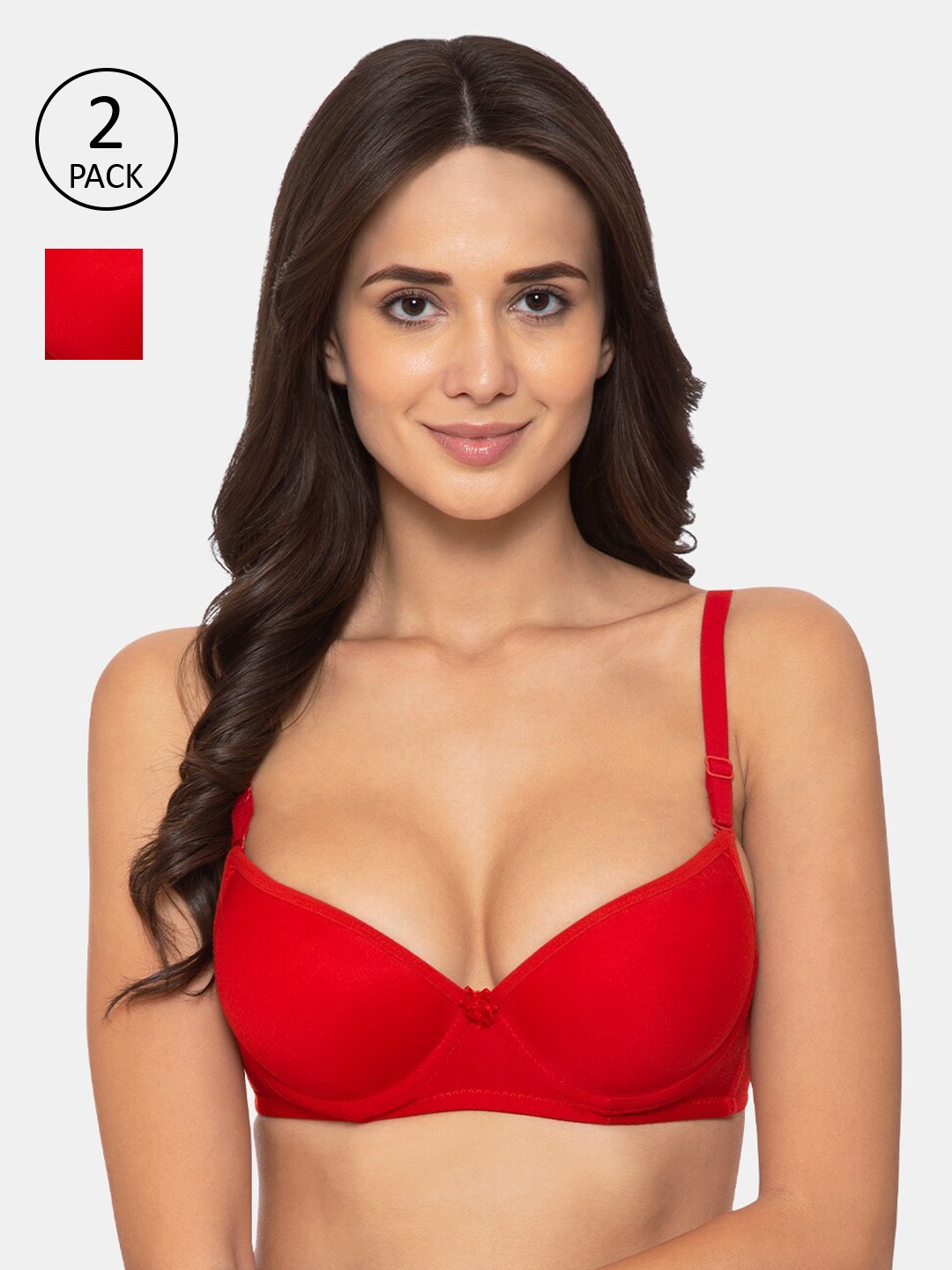 

KOMLI Red Solid Underwired Heavily Padded Everyday Bra
