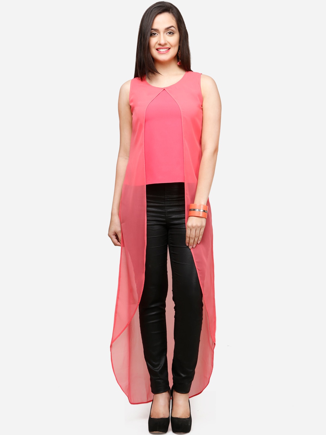 

V&M Women Pink Solid Maxi Top