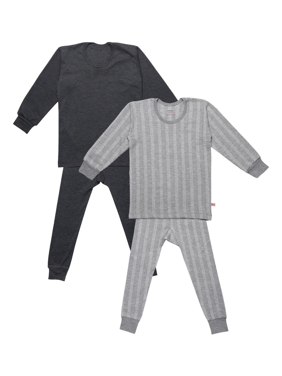 

VIMAL JONNEY Unisex Kids Pack of 2 Striped Thermal Set, Multi