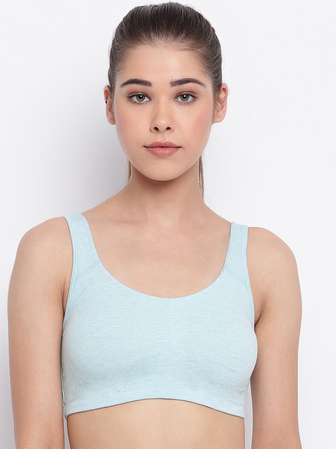 

Enamor Blue Non-Wired Non Padded Full Coverage Low Impact Slip on Sports Bra SB06