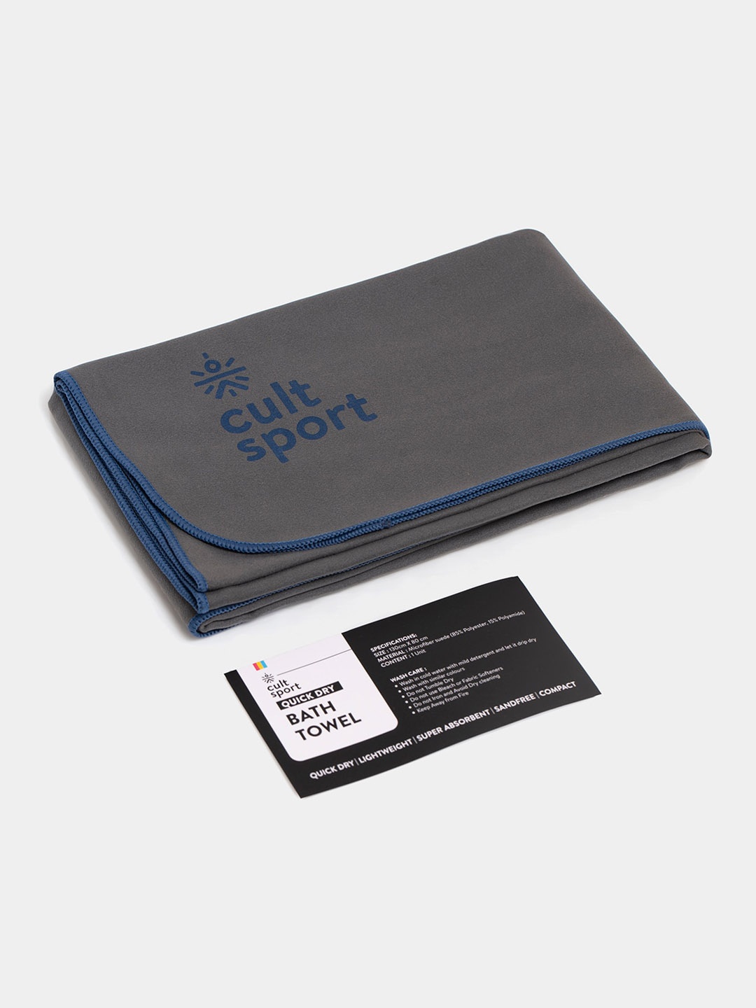 

Cultsport Grey Sports Solid Quick Dry Bath Towel