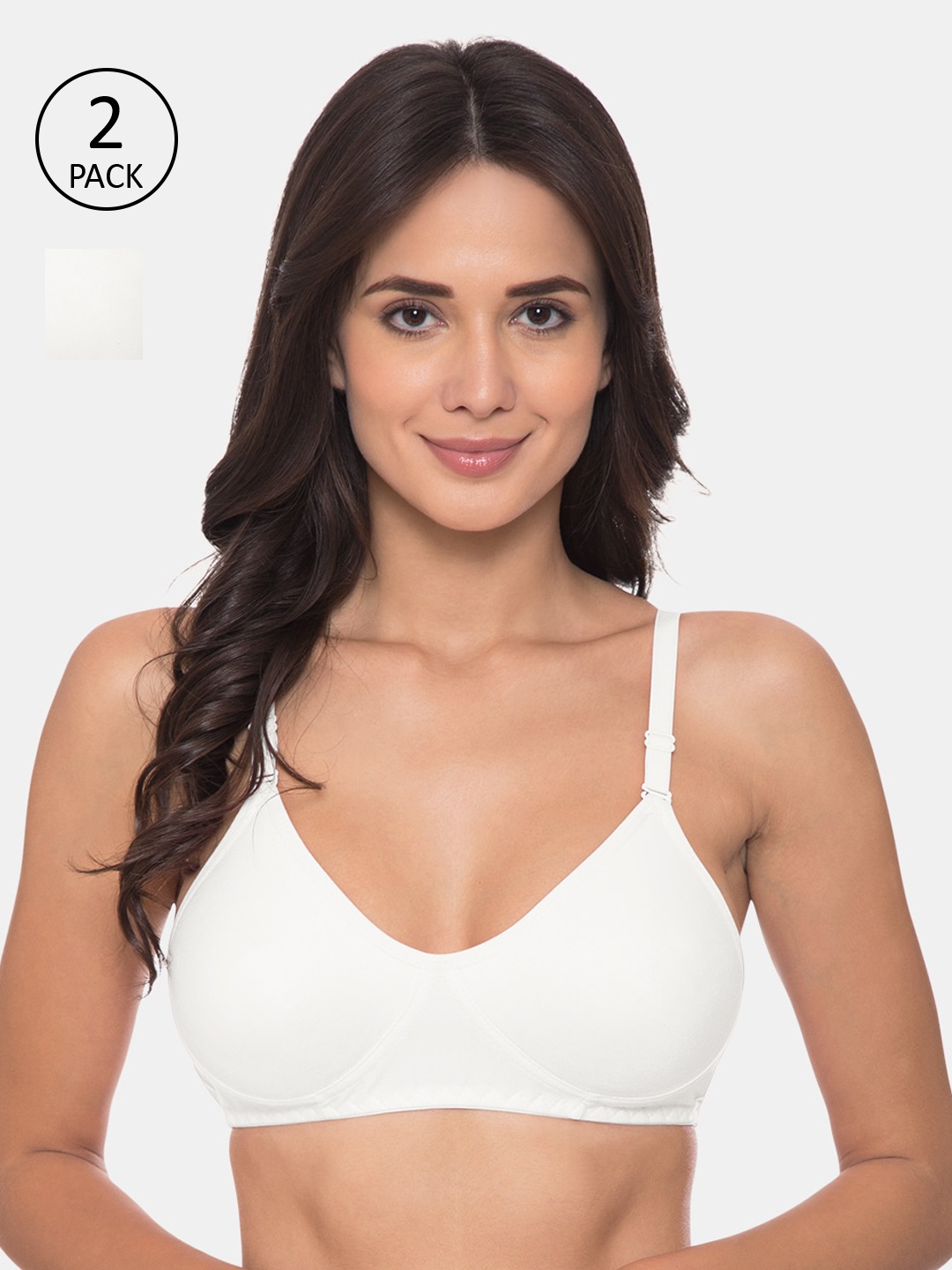 

KOMLI Pack Of 2 Solid Non-Wired Non Padded T-shirt Bras K-983-2PC, White