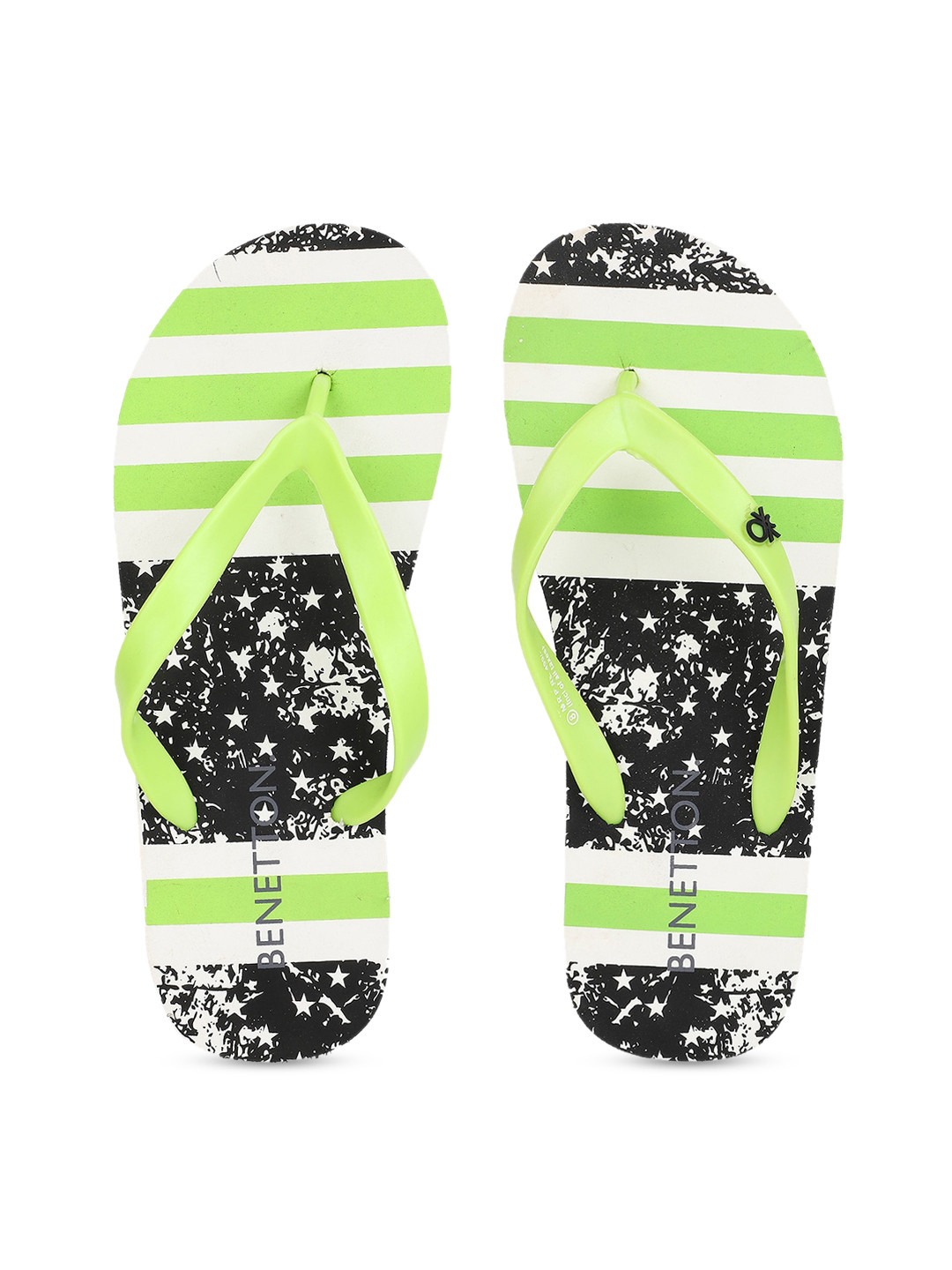 

United Colors of Benetton Men Lime Green Printed Thong Flip-Flops