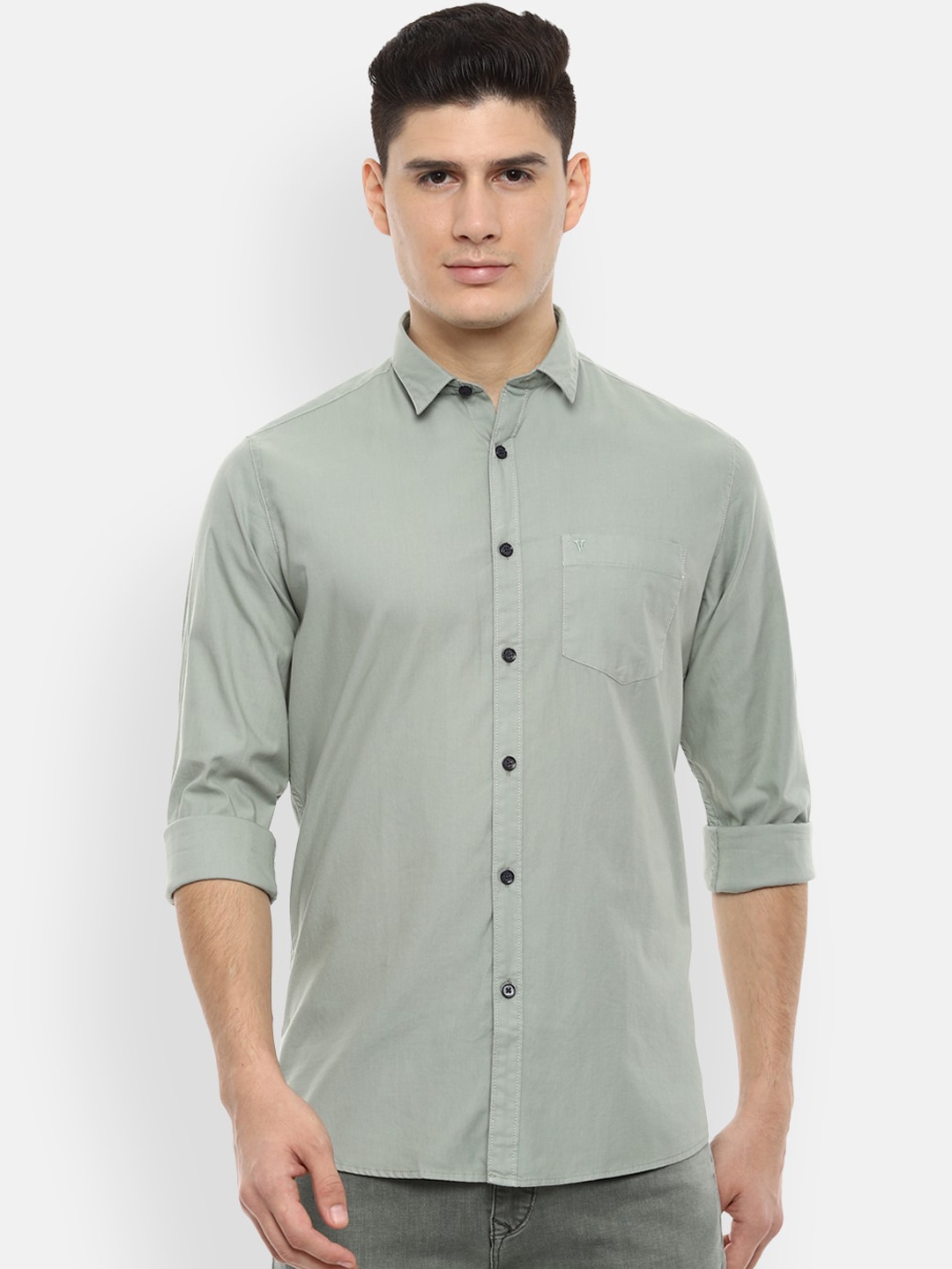 

Van Heusen Sport Men Green Slim Fit Solid Casual Shirt