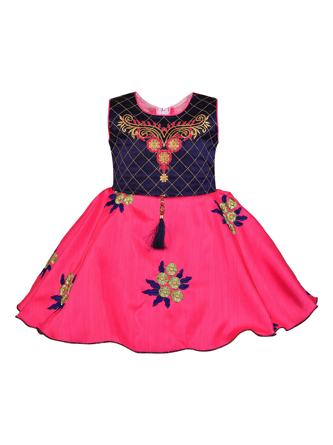 

Wish Karo Girls Pink Embroidered Fit and Flare Dress