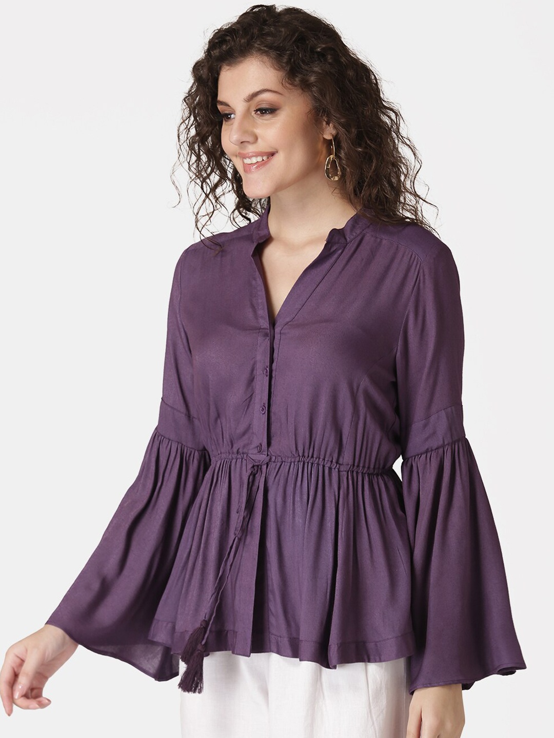 

DIVA WALK EXCLUSIVE Women Purple Solid Peplum Top