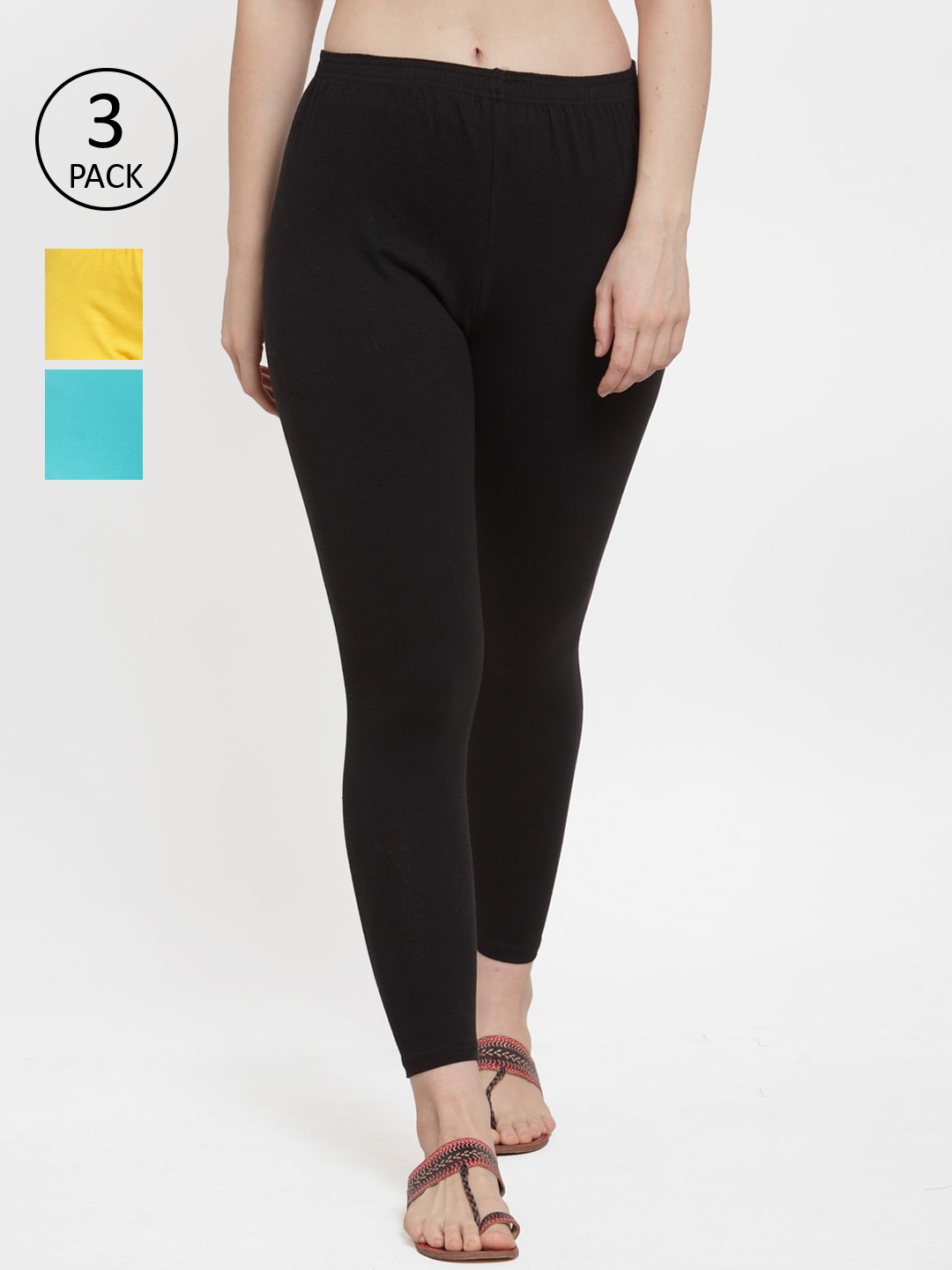 

GRACIT Women Pack of 3 Solid Leggings, Black