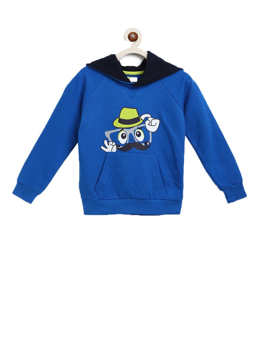 

Nauti Nati Boys Blue Printed Hooded Sweatshirt