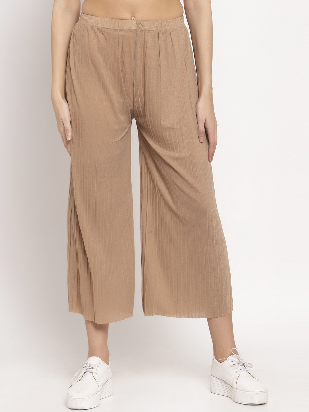 

KLOTTHE Women Beige Solid Wide-Leg Palazzo