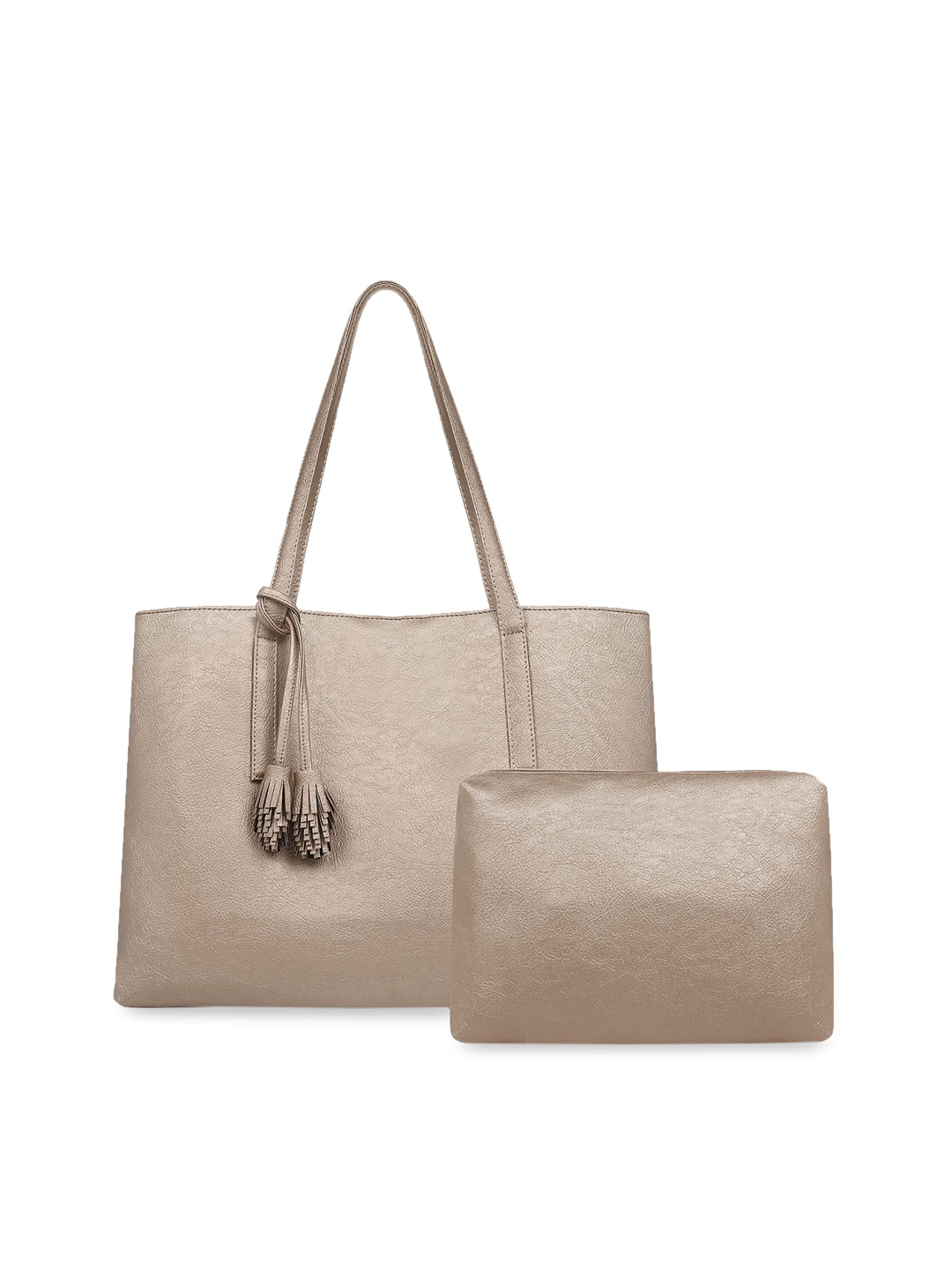 

Toteteca Gold-Toned Solid Shoulder Bag With Pouch