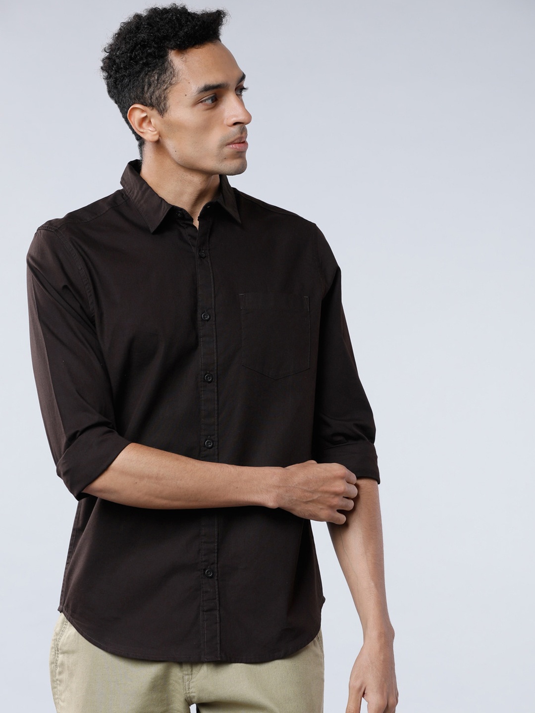 

HIGHLANDER Men Coffee Brown Slim Fit Solid Casual Shirt