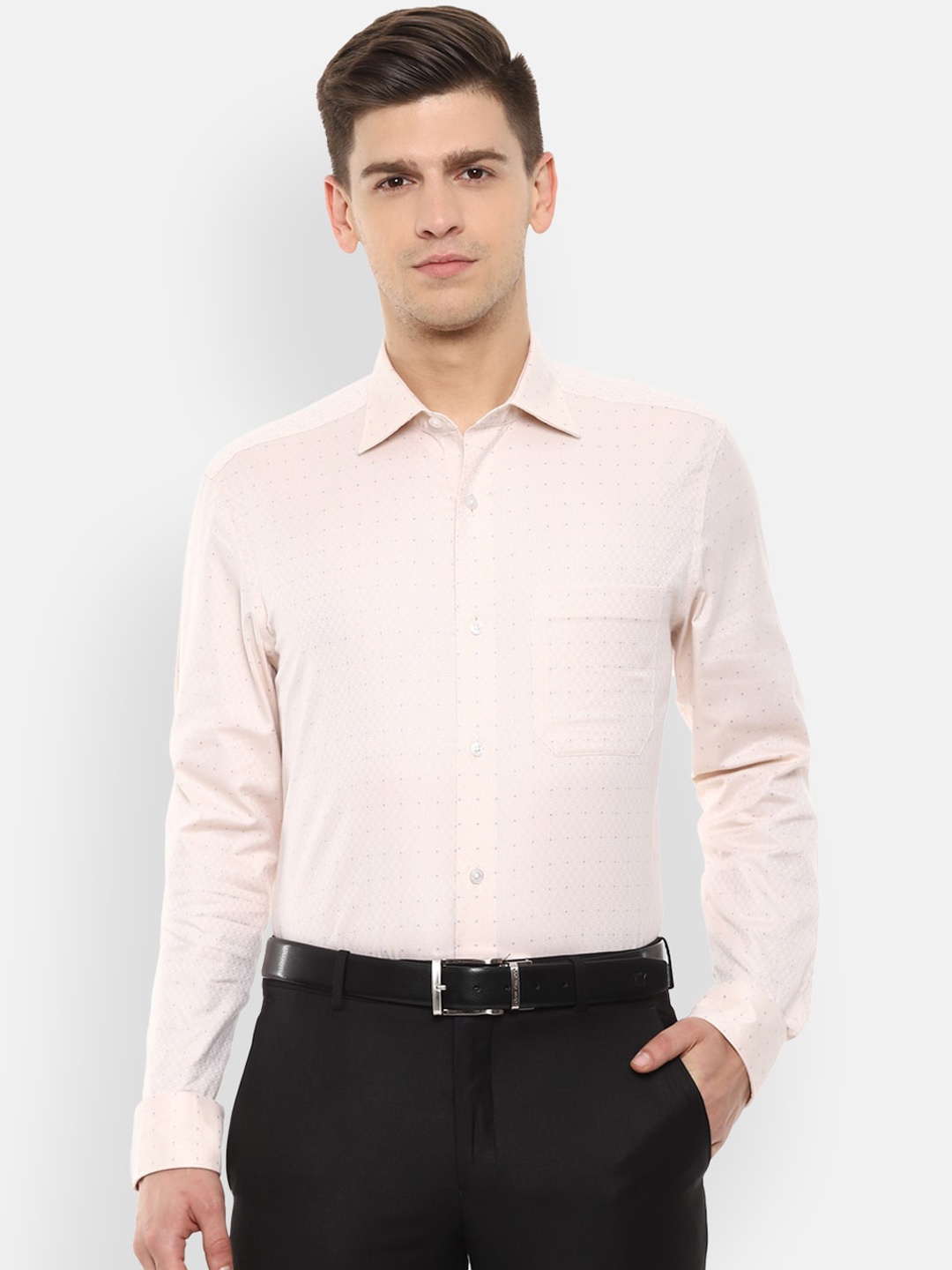 

Louis Philippe Gods & Kings Men Beige Regular Fit Self Design Formal Shirt