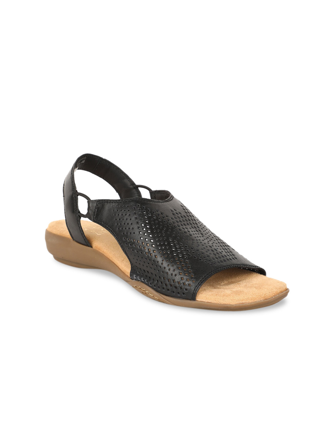 

Naturalizer Women Black Open Toe Leather Comfort Heels