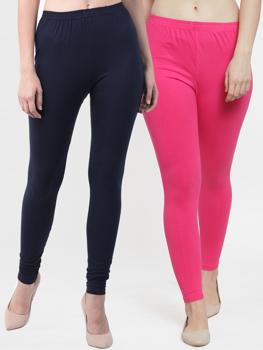 

GRACIT Women Pack of 2 Solid Leggings, Pink