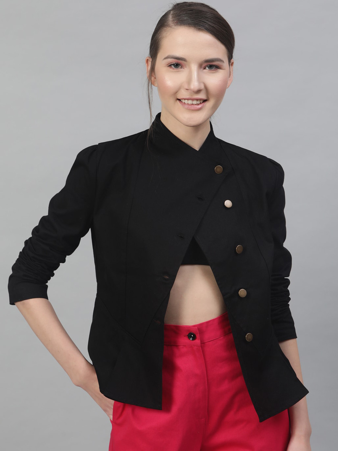 

STREET 9 Women Black Solid Lightweight Tailored Jacket