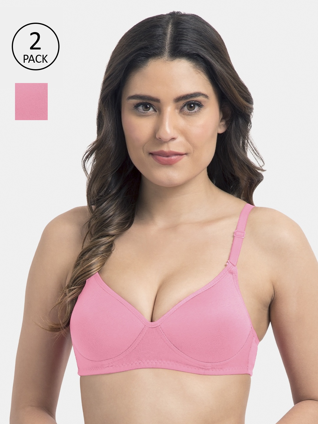 

KOMLI Pink Solid Pack of 2 Everyday Bra K-9555-2PC-BPK-28B