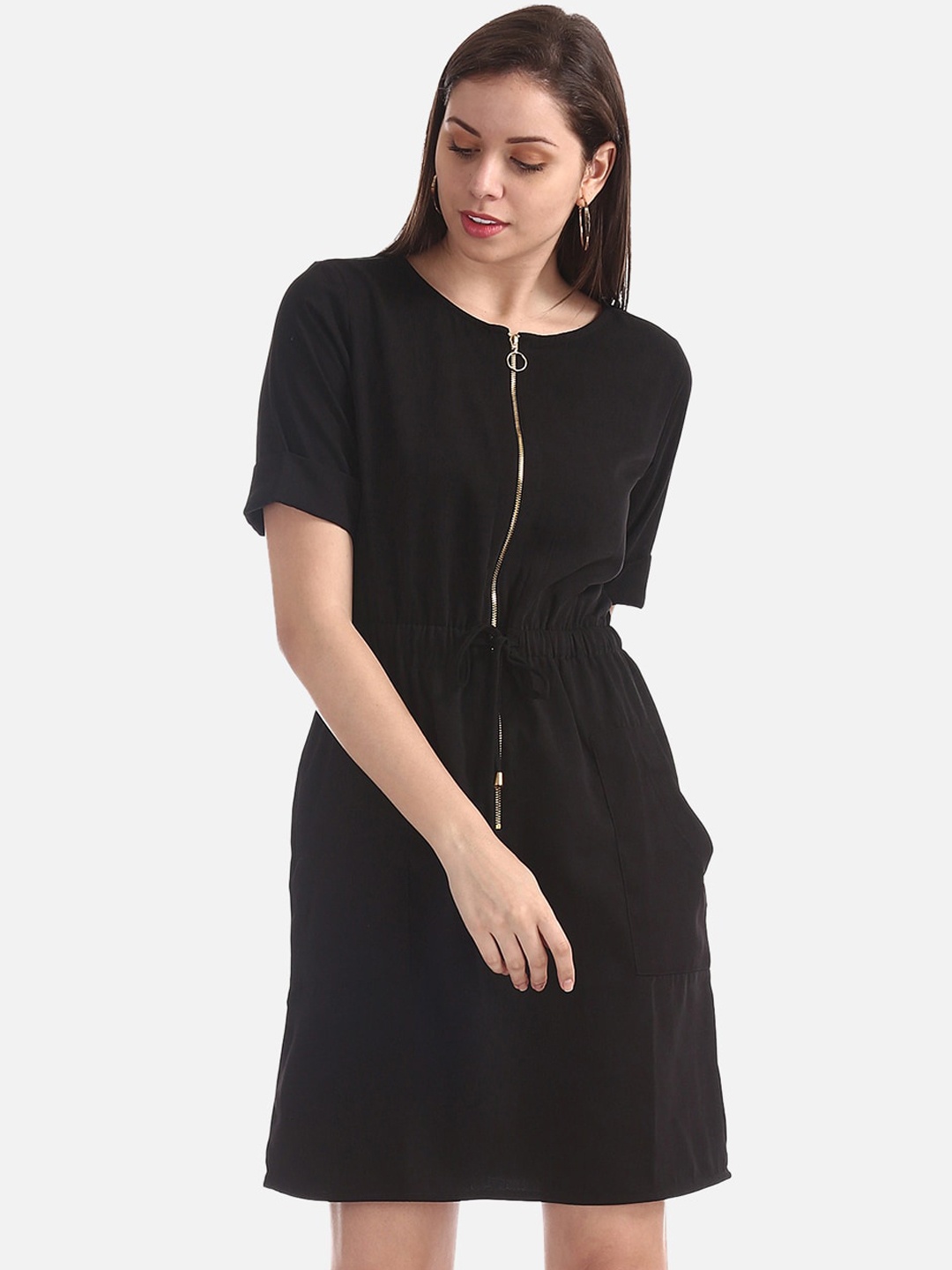 

Cherokee Women Black Solid Sheath Dress