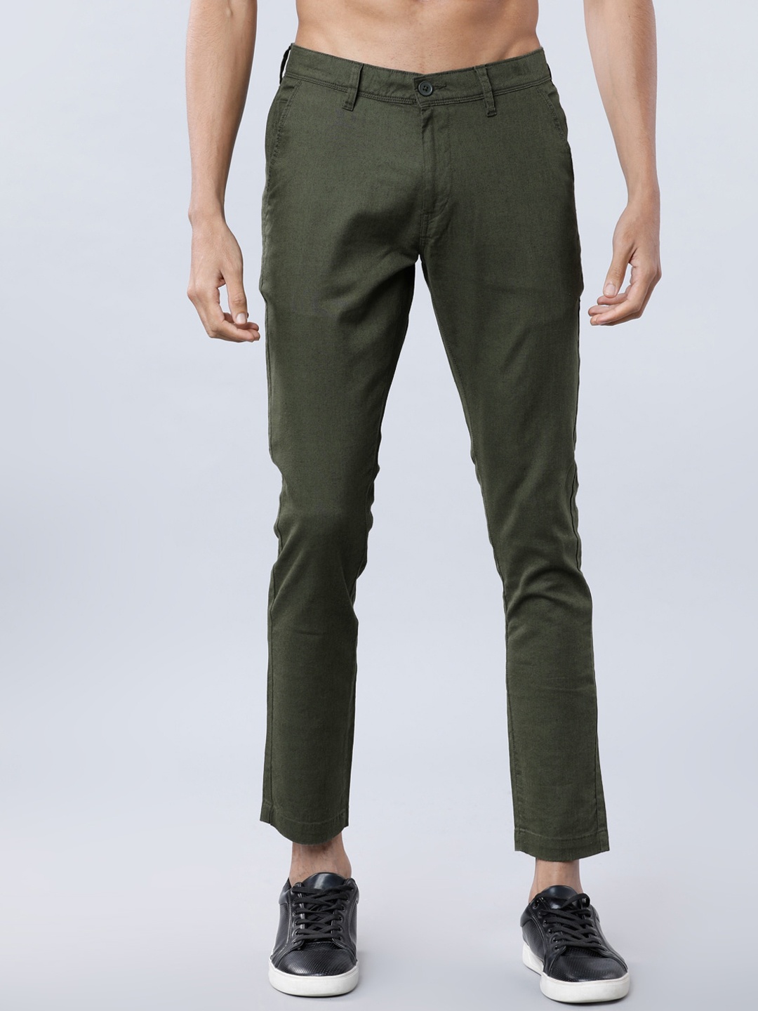 

HIGHLANDER Men Olive Green Slim Fit Solid Cropped Chinos