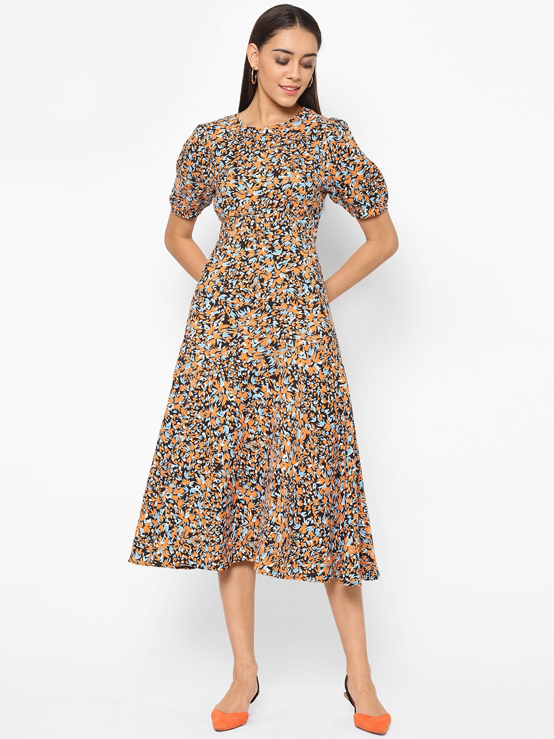 HOUSE OF KKARMA Women Beige Printed A-Line Dress