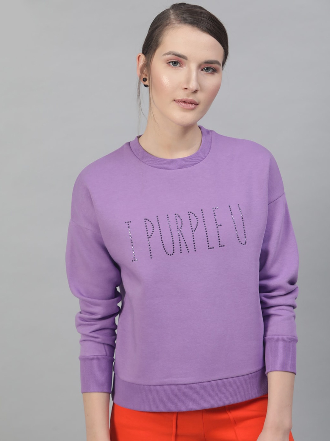 

STREET 9 Women Lavender Embellished Sweatshirt