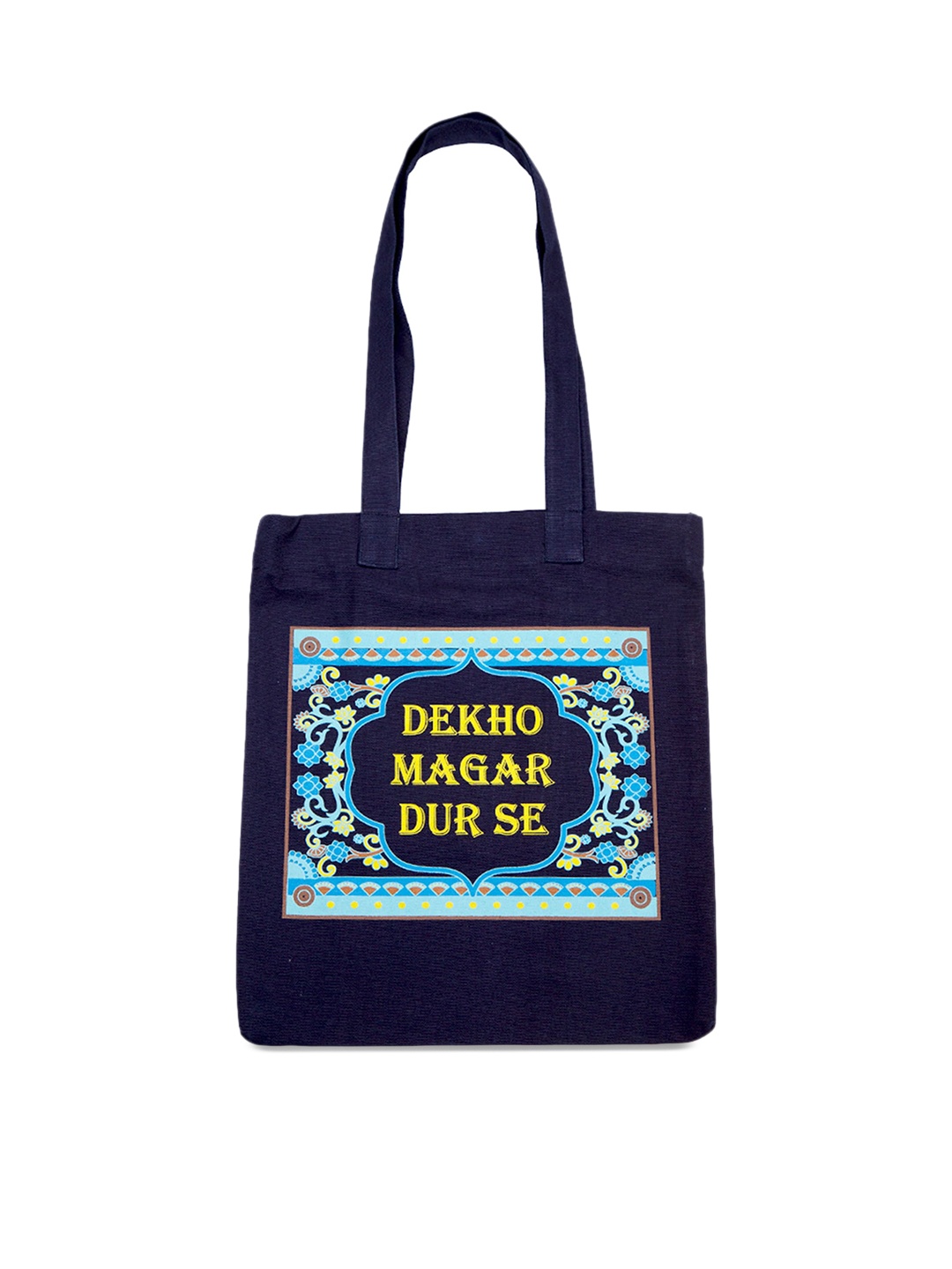 

Voylla Blue & Yellow Printed Tote Bag