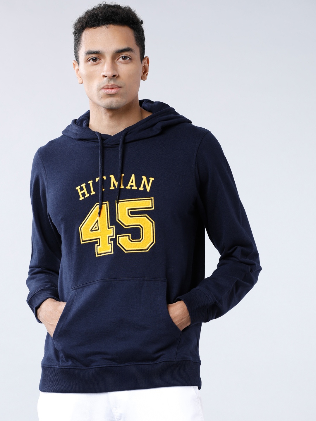

HIGHLANDER Men Navy Blue Printed Hooded Sweatshirt