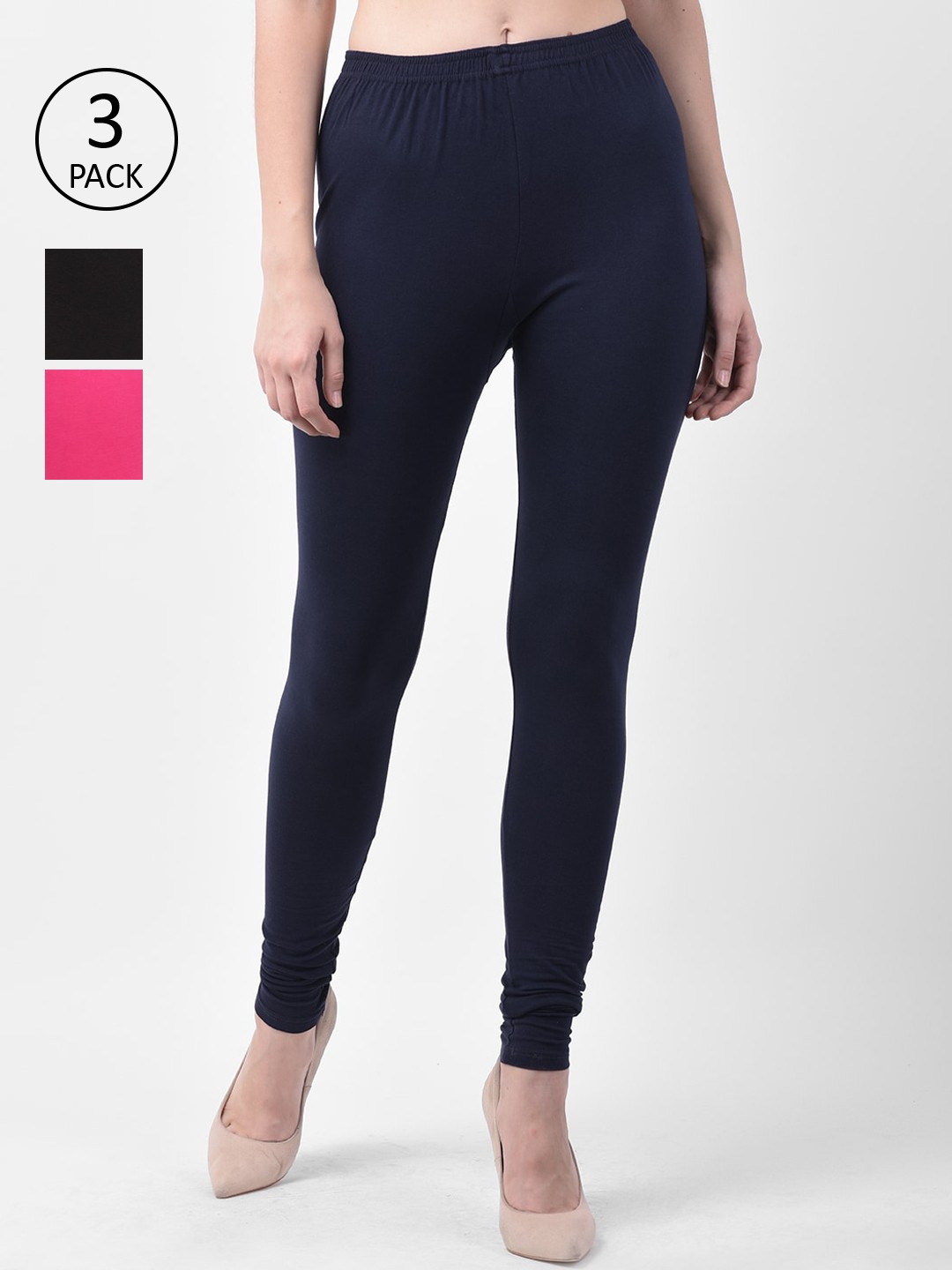 

GRACIT Women Pack Of 3 Solid Leggings, Black