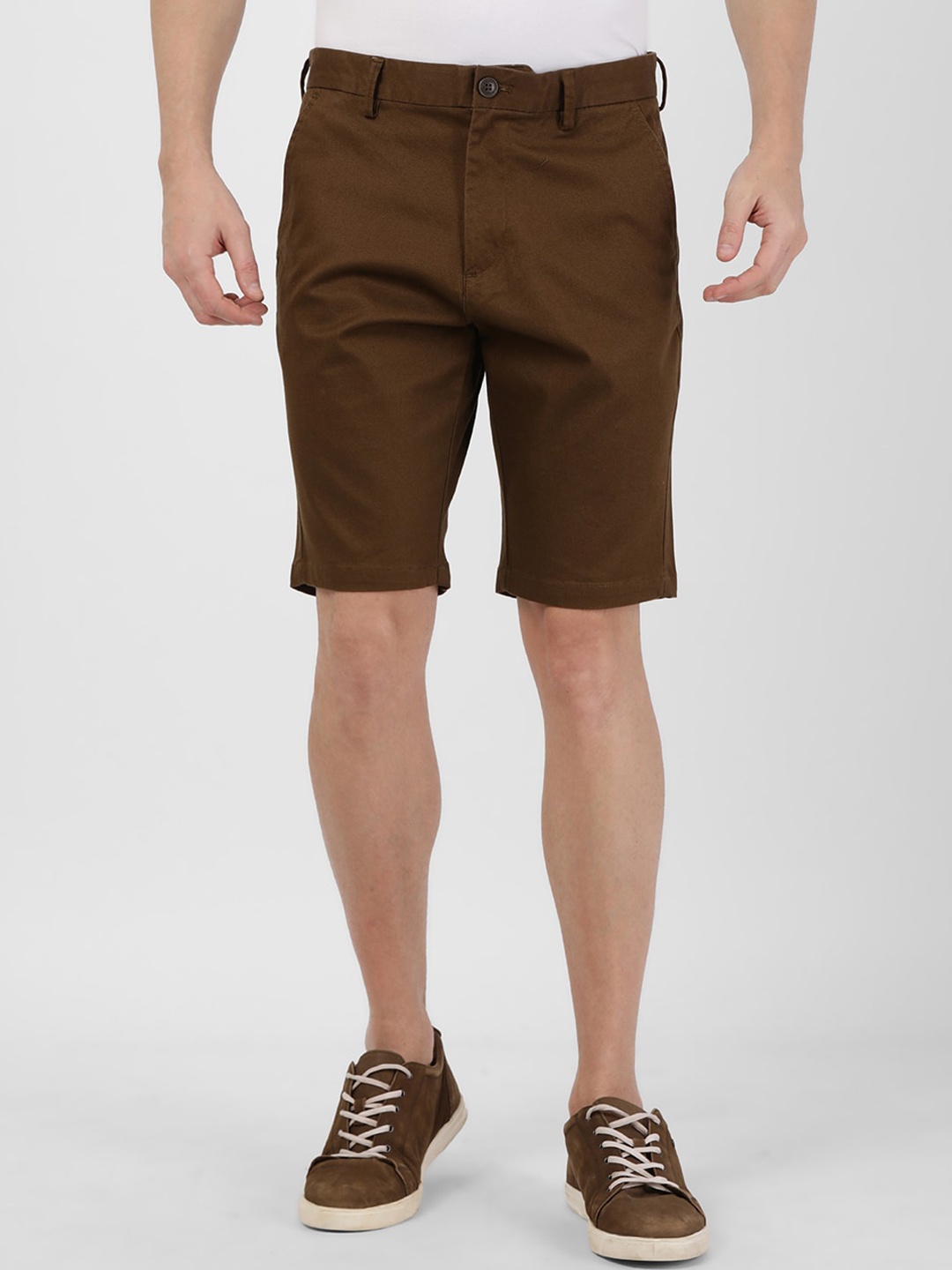 

t-base Men Brown Solid Slim Fit Regular Shorts