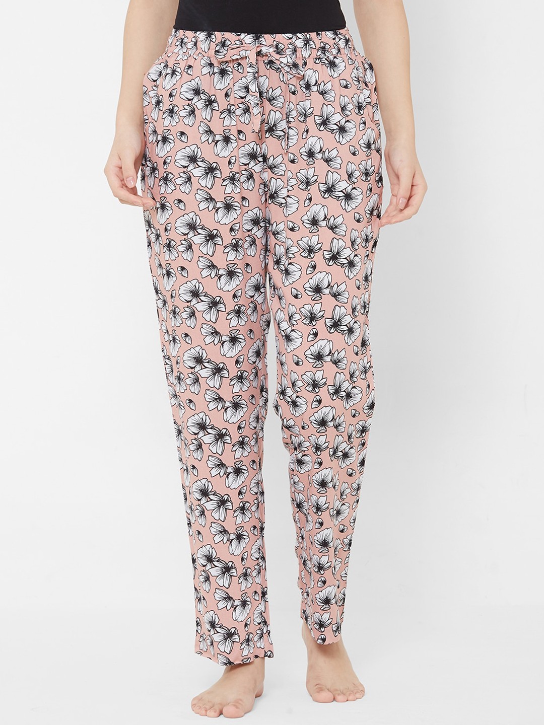 Mystere Paris Women Pink Printed Lounge Pant, Peach