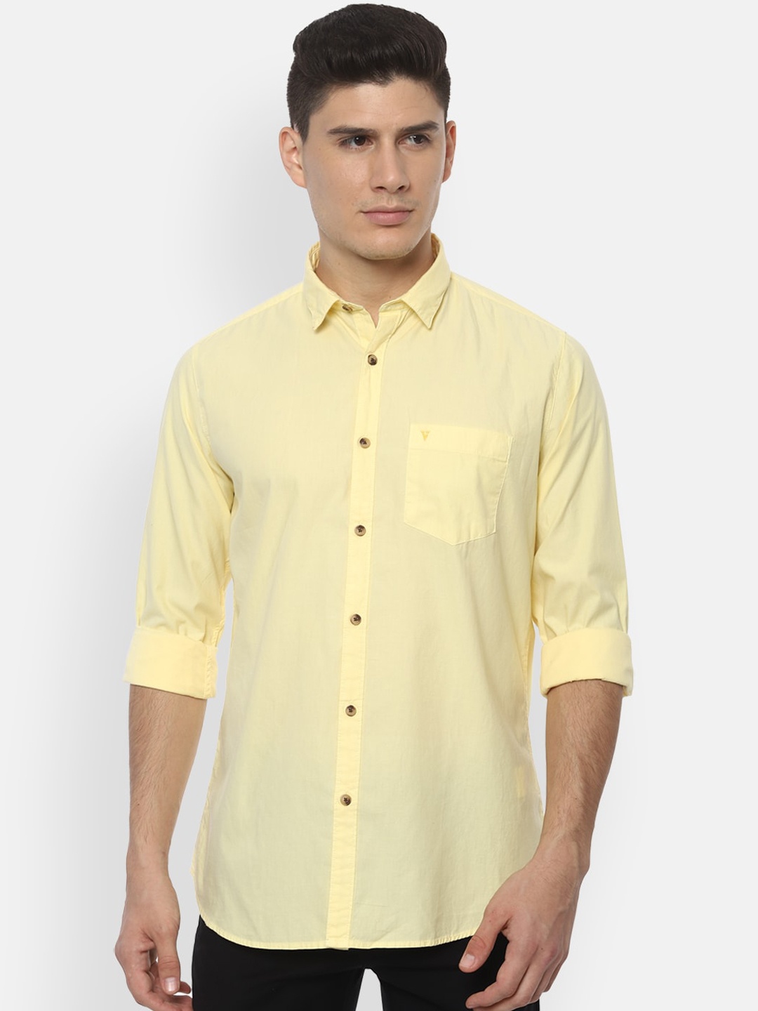 

Van Heusen Sport Men Yellow Slim Fit Solid Casual Shirt
