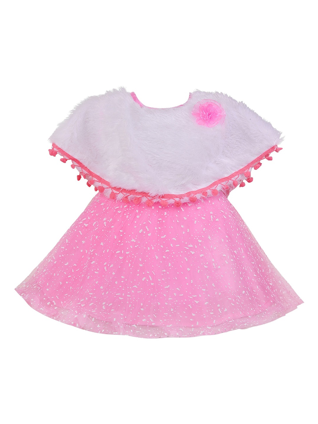 

Wish Karo Girls Pink Self Design Fit and Flare Dress