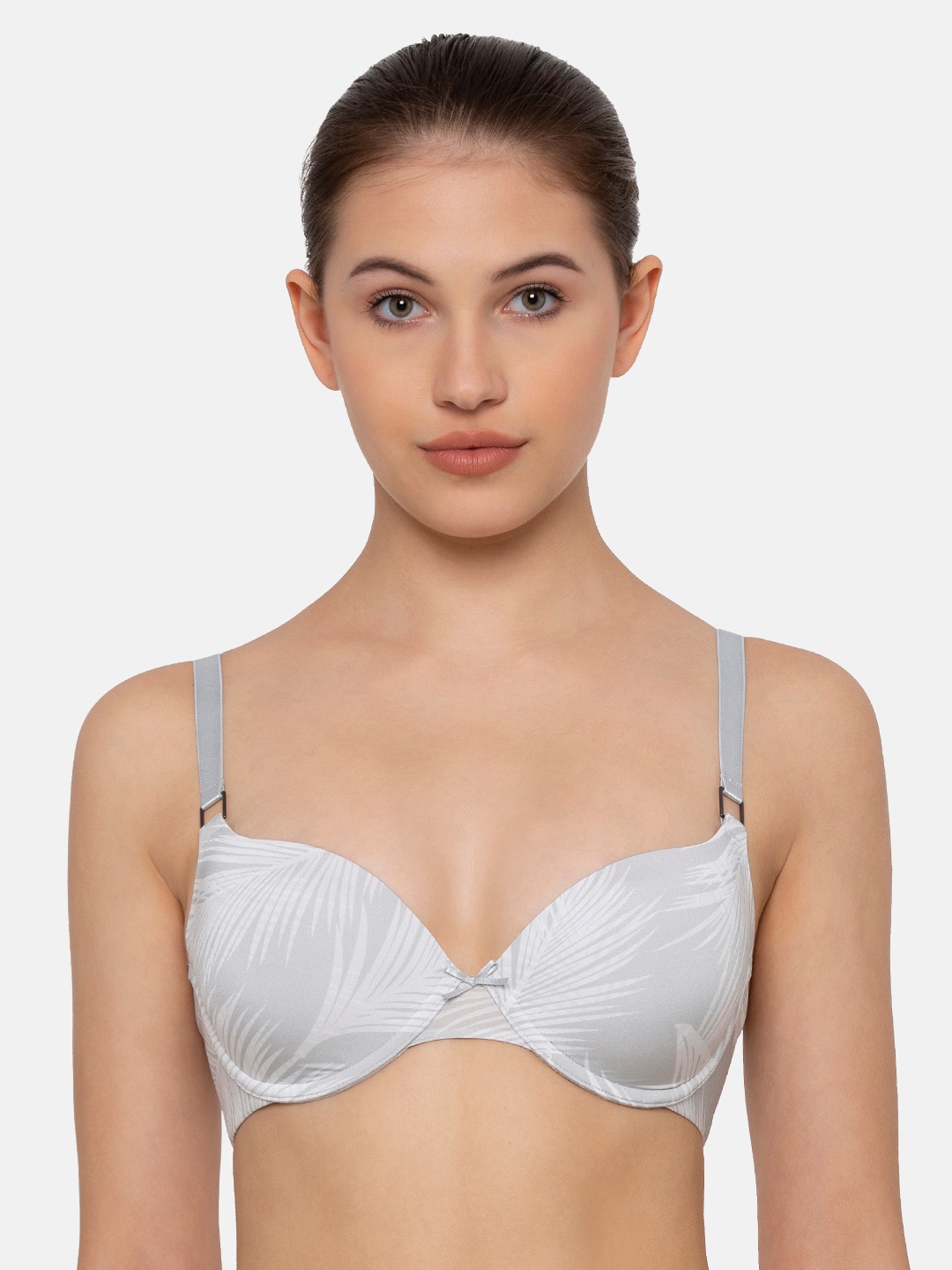 

Triumph Padded Wired Tropical Palm Print Everyday T-Shirt Bra, Grey
