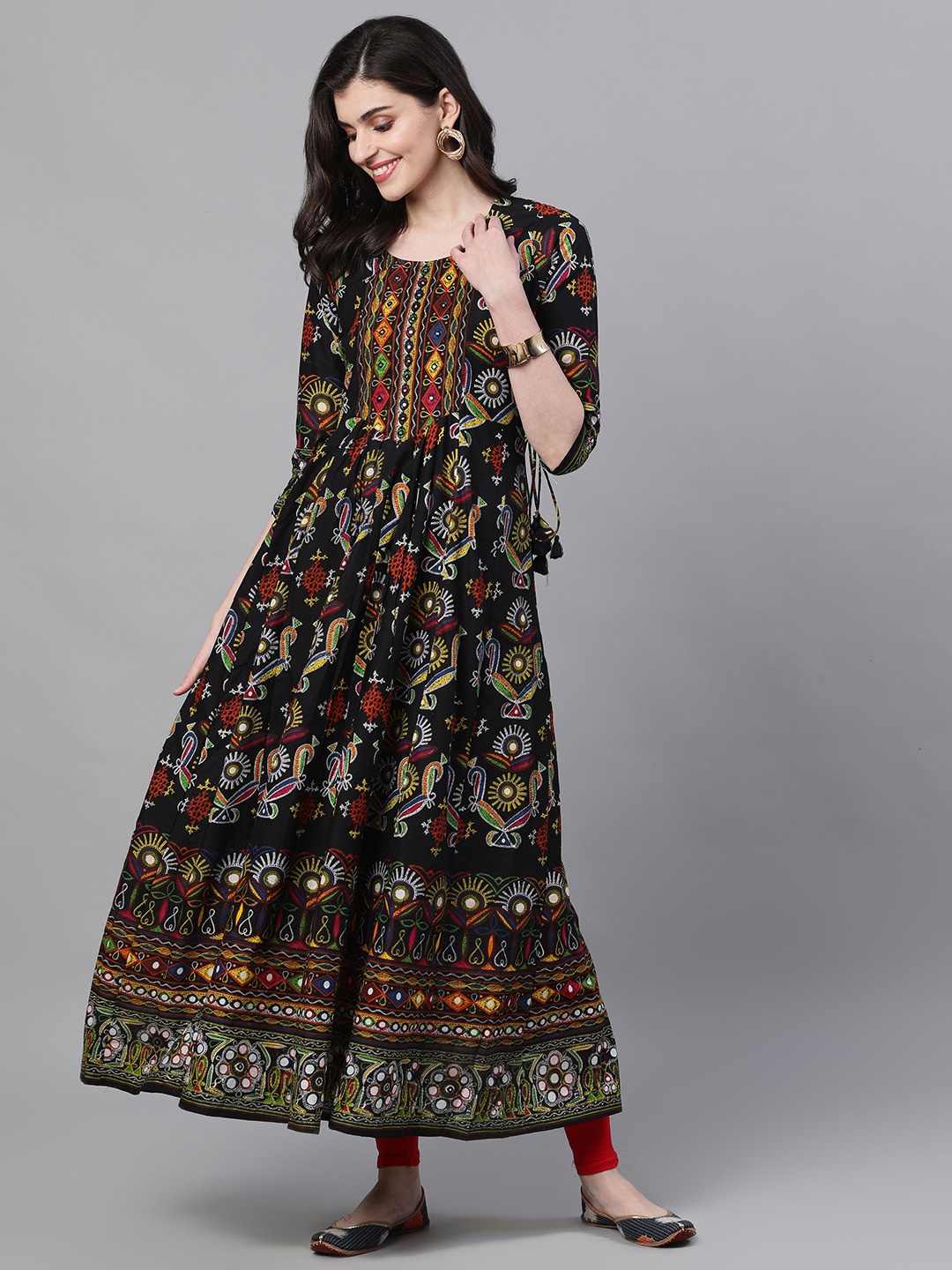 

Ishin Women Black & Black Printed Anarkali Kurta