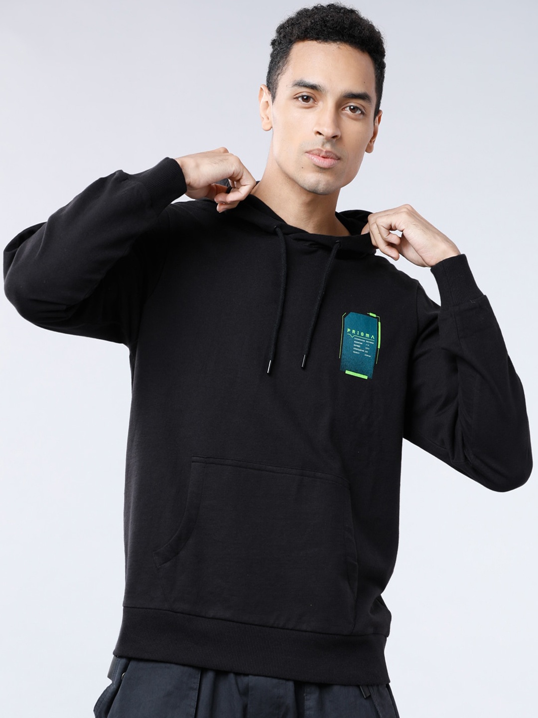 HIGHLANDER Men Black Printed Hooded Sweatshirt