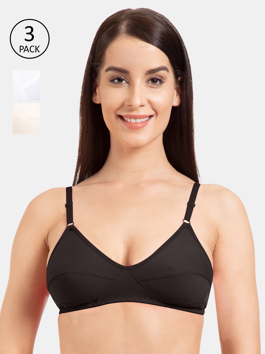 

KOMLI Black & White Solid Non-Wired Non Padded Everyday Bra