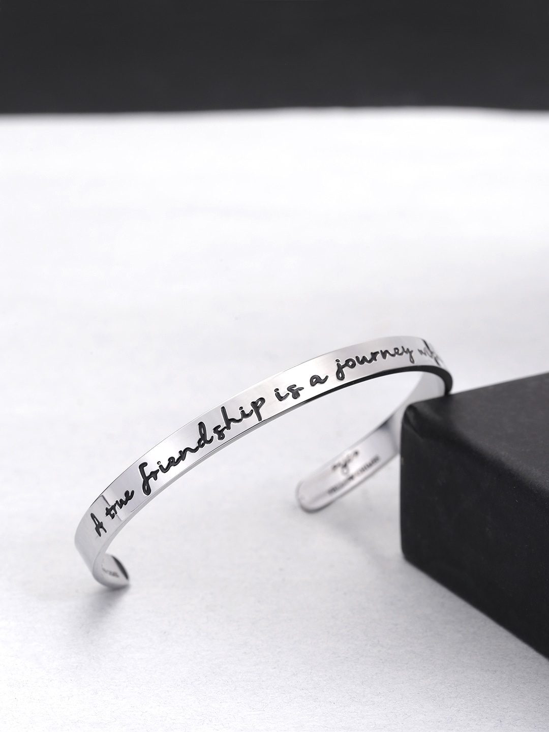 

Yellow Chimes Men Silver-Toned Stainless Steel Rhodium-Plated Kada Bracelet