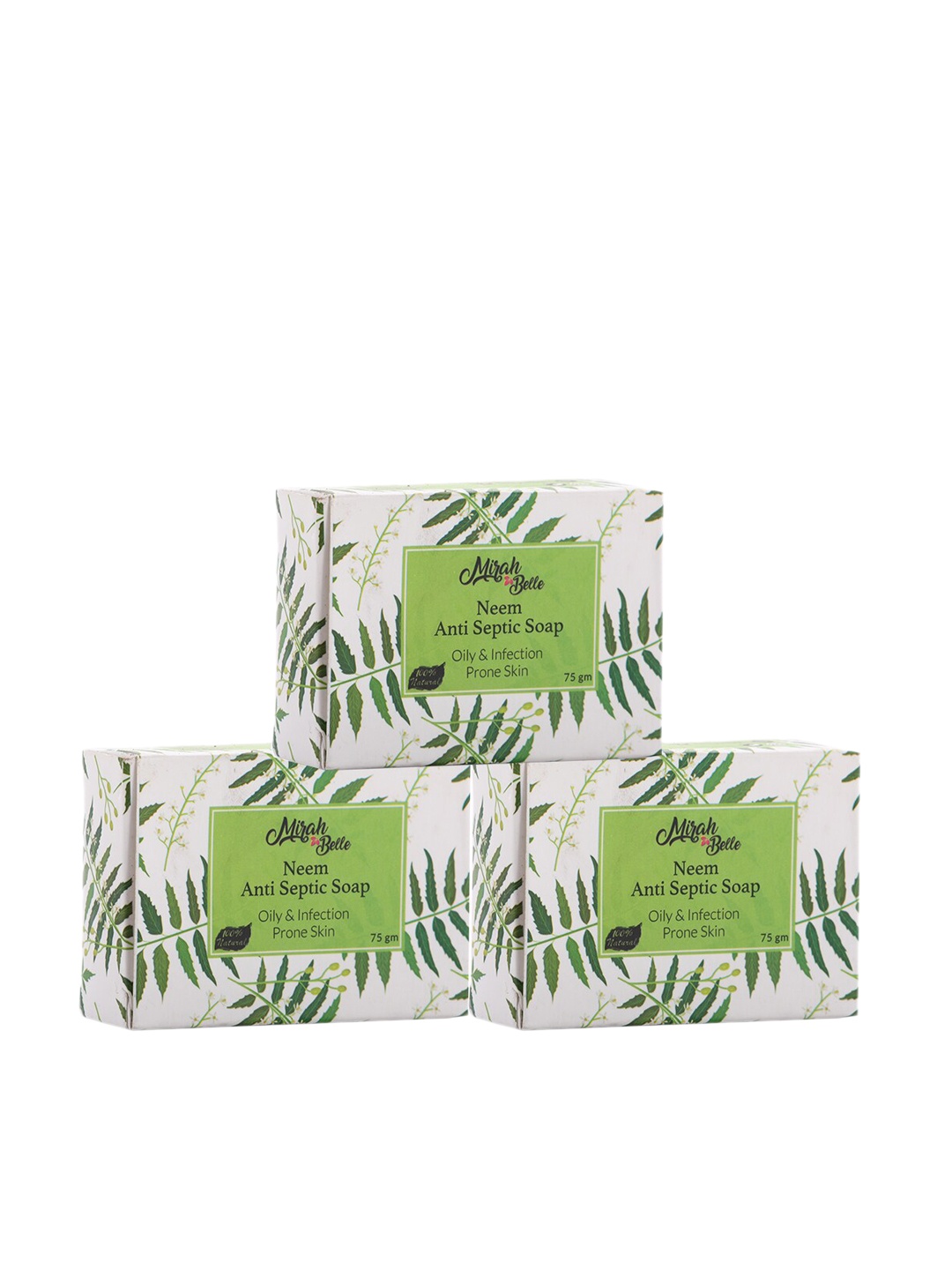

Mirah Belle Pack Of 3 Organic Neem Anti-Septic Soap Soaps, Green