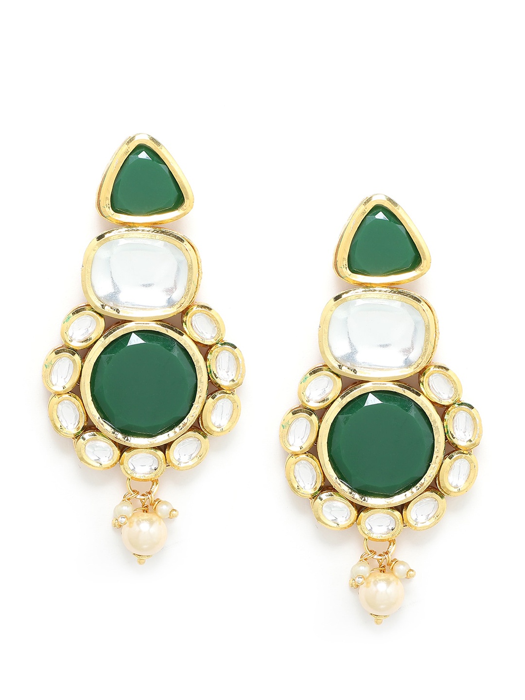 

Kairi Green & Gold-Toned Circular Drop Earrings