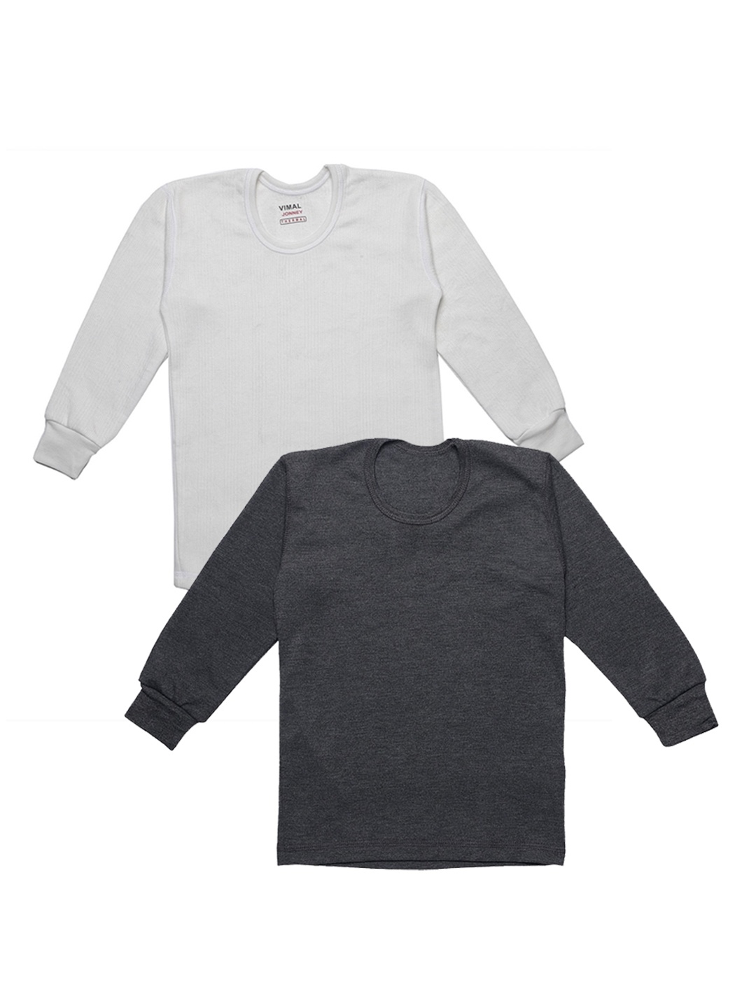

VIMAL JONNEY Kids Pack of 2 Solid Thermal Tops, White