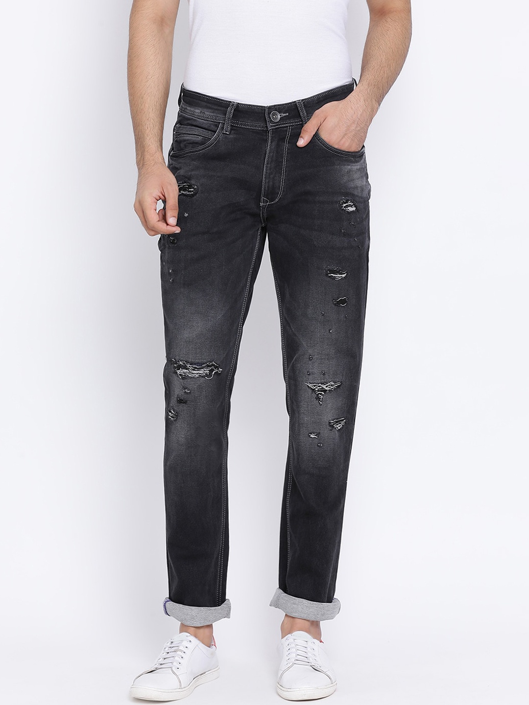 

Richlook Men Grey Tapered Fit Mid-Rise Mildly Distressed Jeans