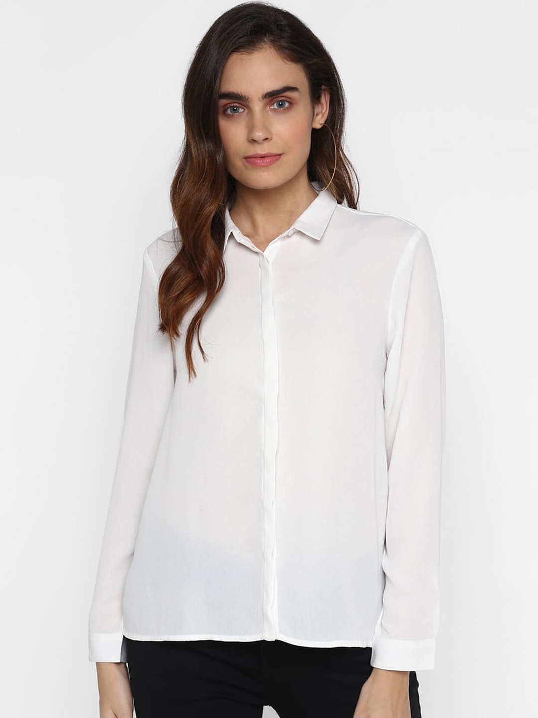 

HOUSE OF KKARMA Women White Regular Fit Solid Casual Shirt