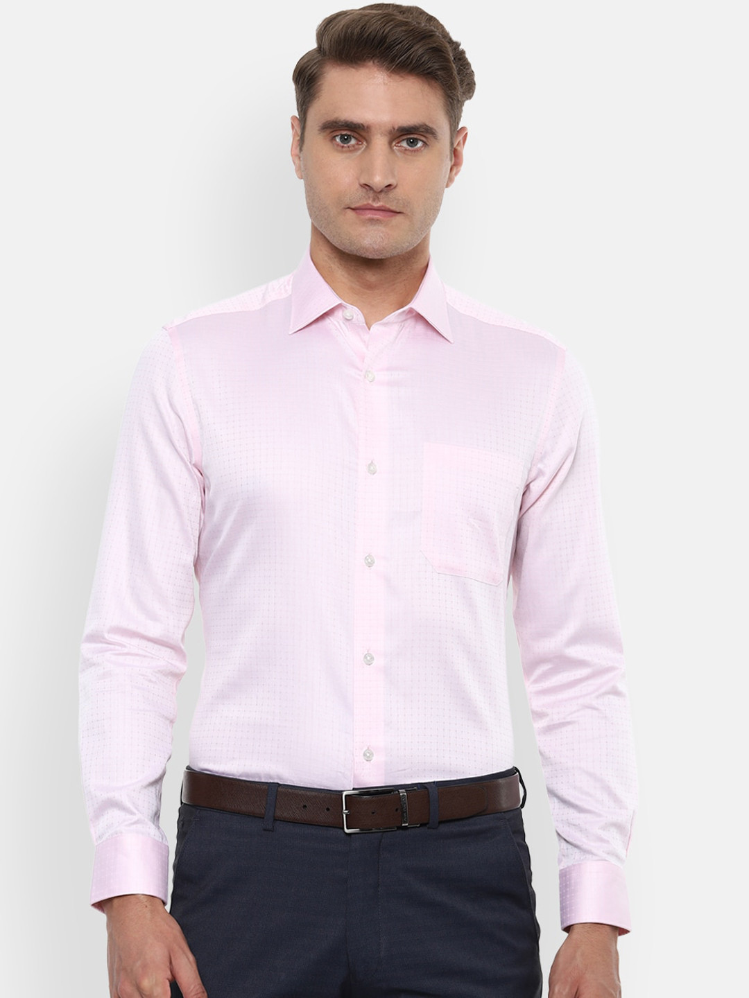

Louis Philippe Gods & Kings Men Pink Regular Fit Checked Formal Shirt