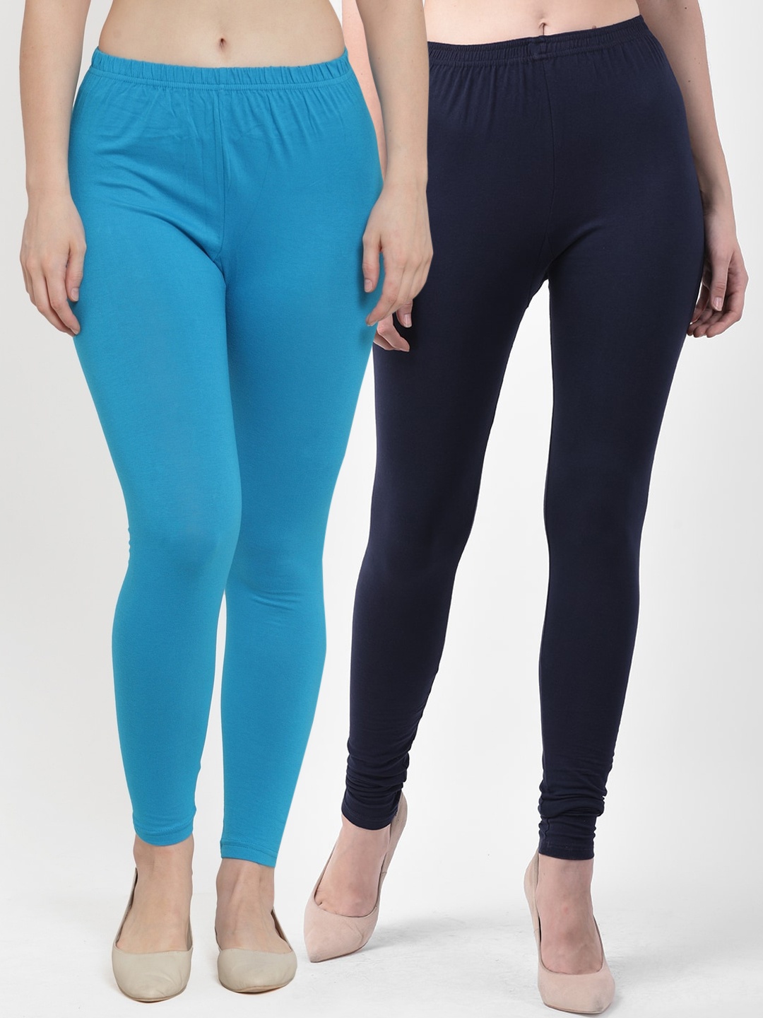 

GRACIT Women Pack of 2 Solid Leggings, Blue