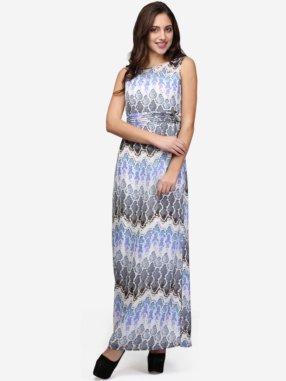 

V&M Women White Printed Maxi Dress