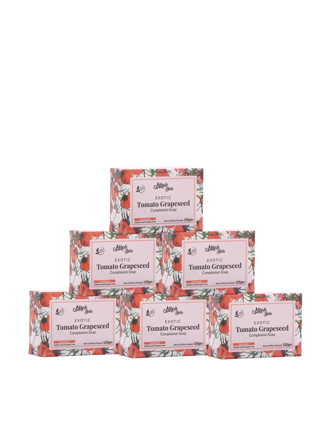 

Mirah Belle Pack Of 6 Organic Tomato Grapeseed Complexion Soaps, Red