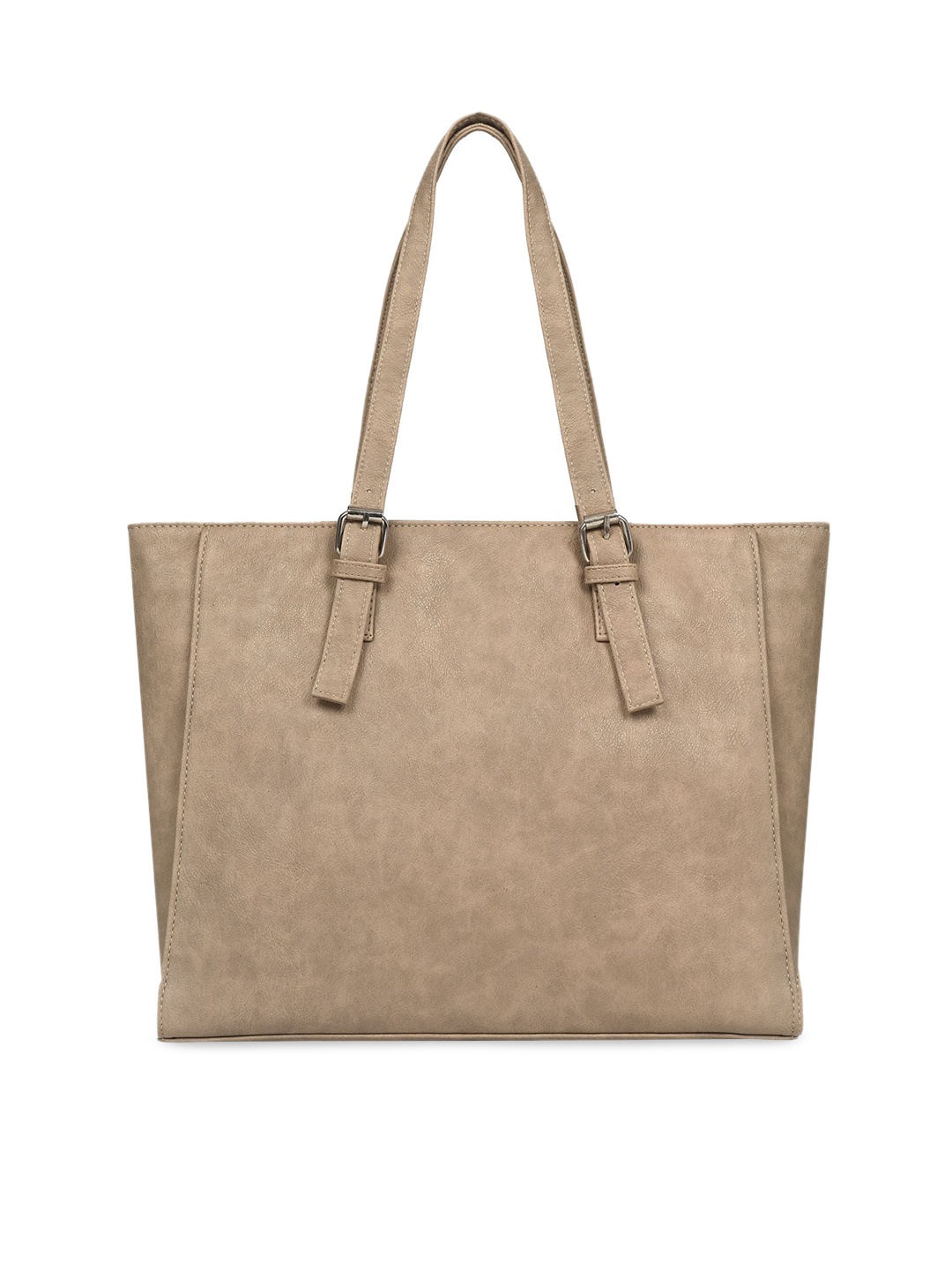 Toteteca Beige Solid Handheld Bag