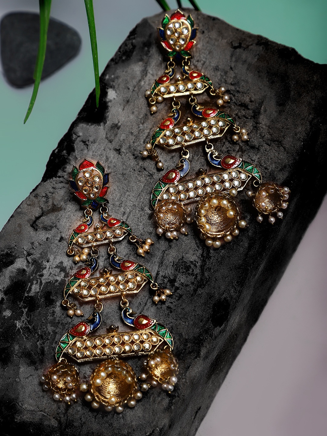 

Mali Fionna Multicolored Peacock Shaped Drop Earrings, Multi